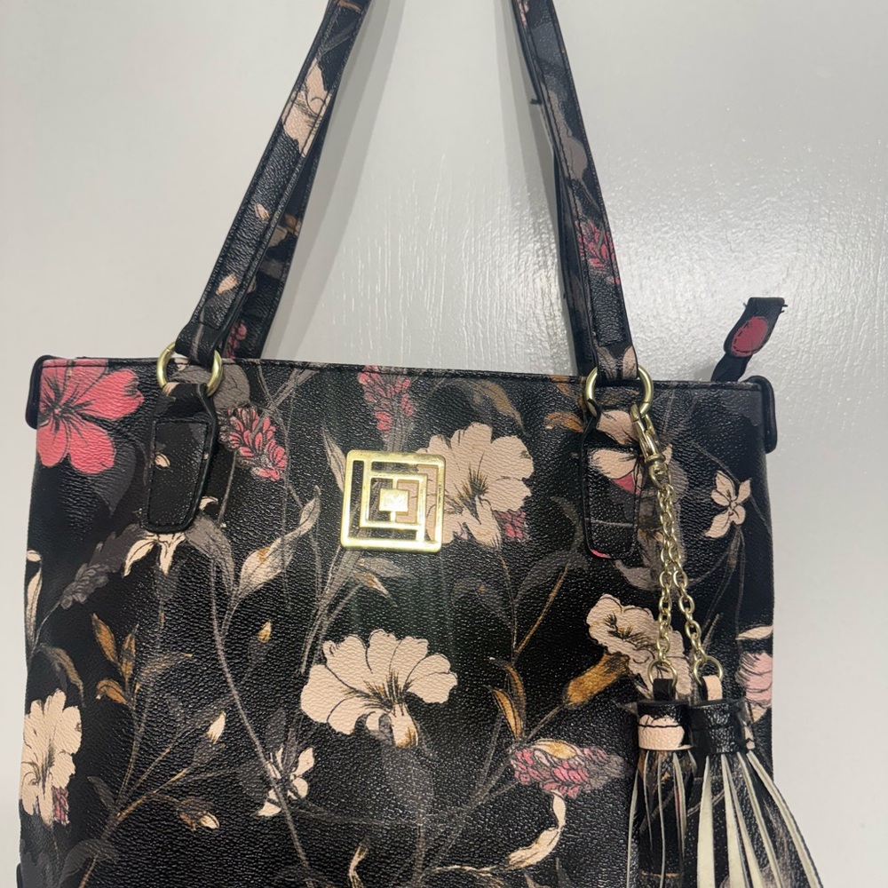 Floral Black and Pink Tote Bag